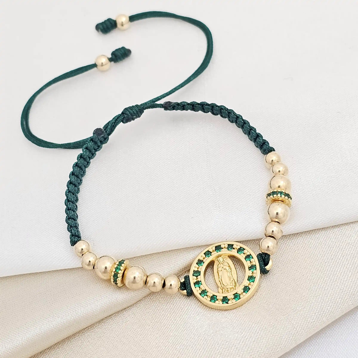 Pulsera Gold # 4 H Virgen Guadalupe Verde