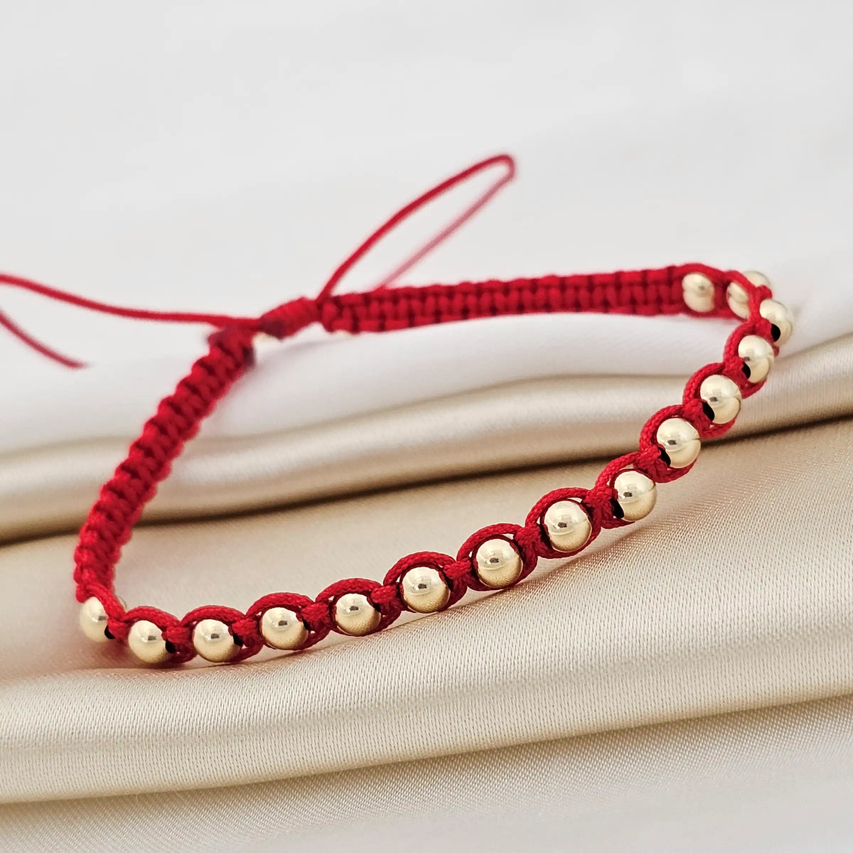 Pulsera Gold Macrame # 4 Roja