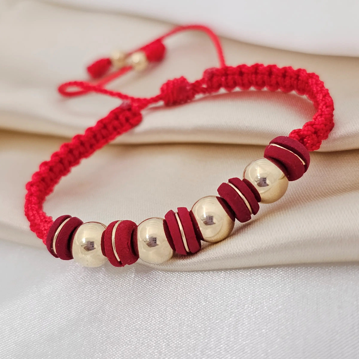 Pulsera Gold Macrame # 8 # 5 Neop Dona Roja