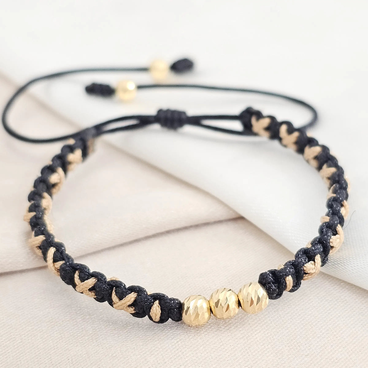 Pulsera Gold Macrame Italy It #4 Combinada Negra