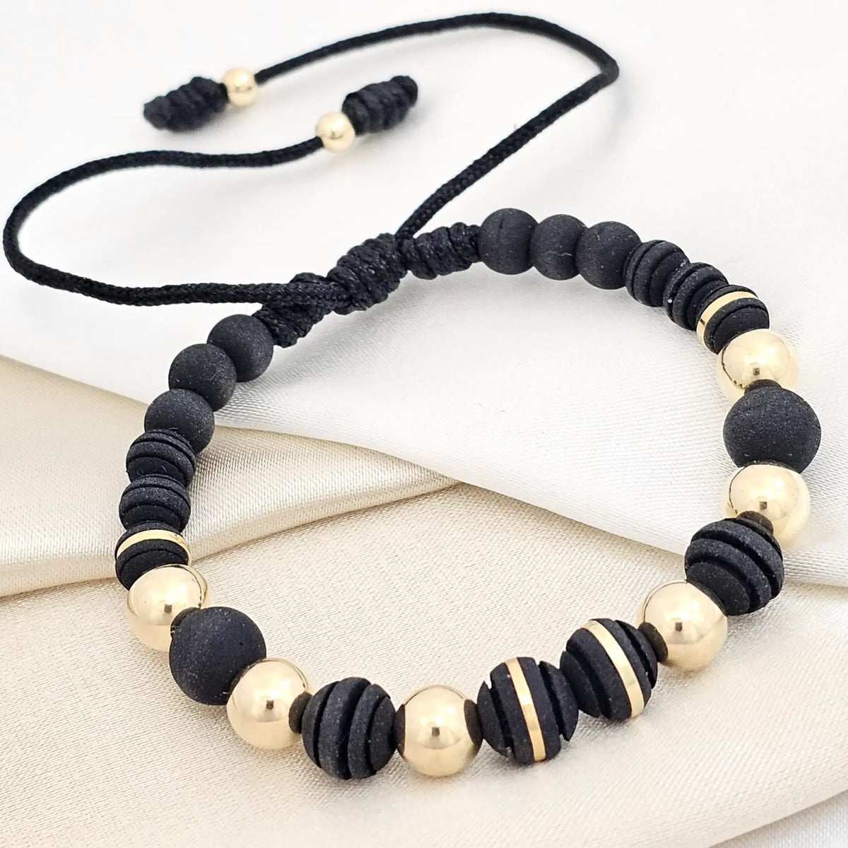 Pulsera Gold Macrame Neopreno Gold #8 Balin Dorado #7-4