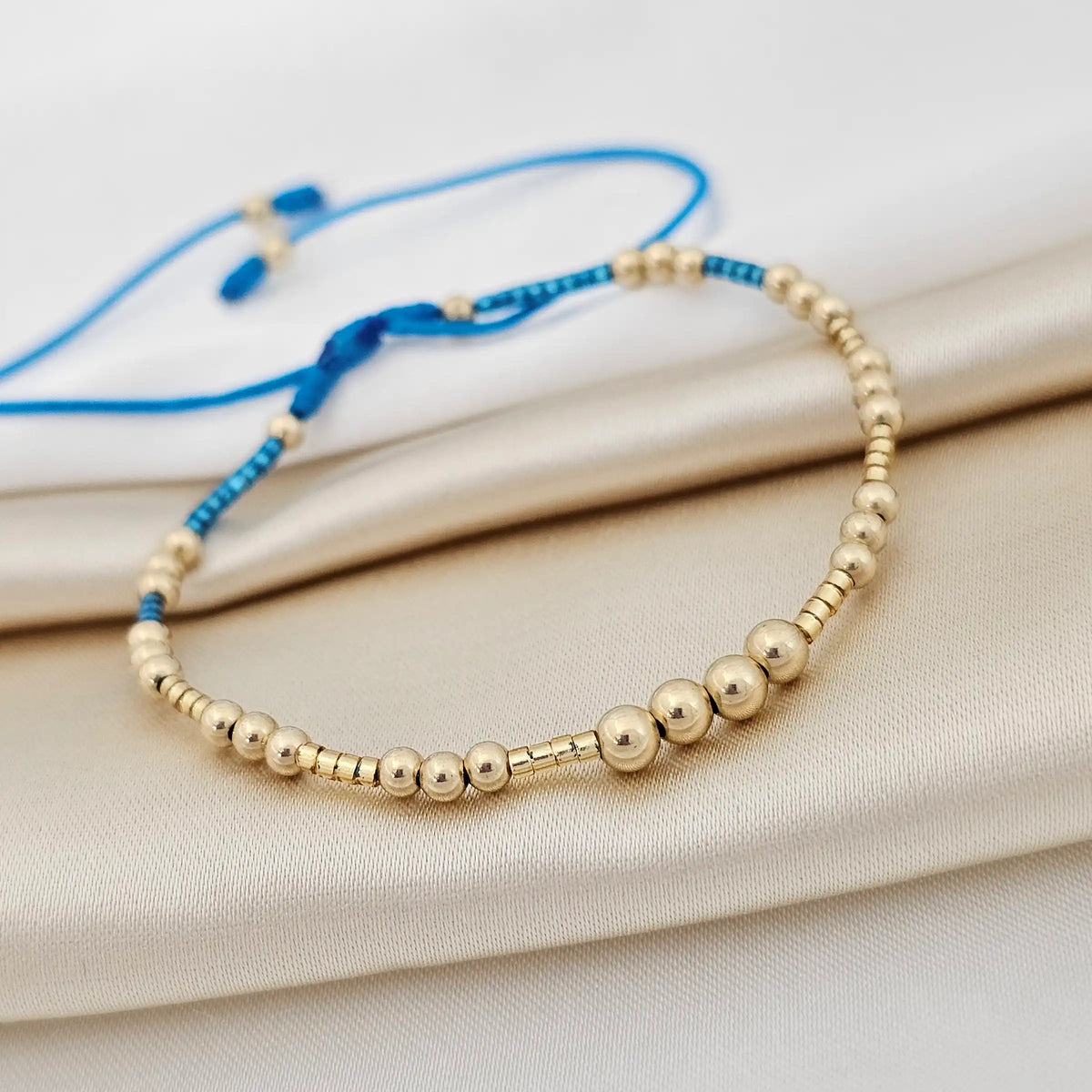 Pulsera Gold Miyuki # 3 # 4 Azul Turquesa