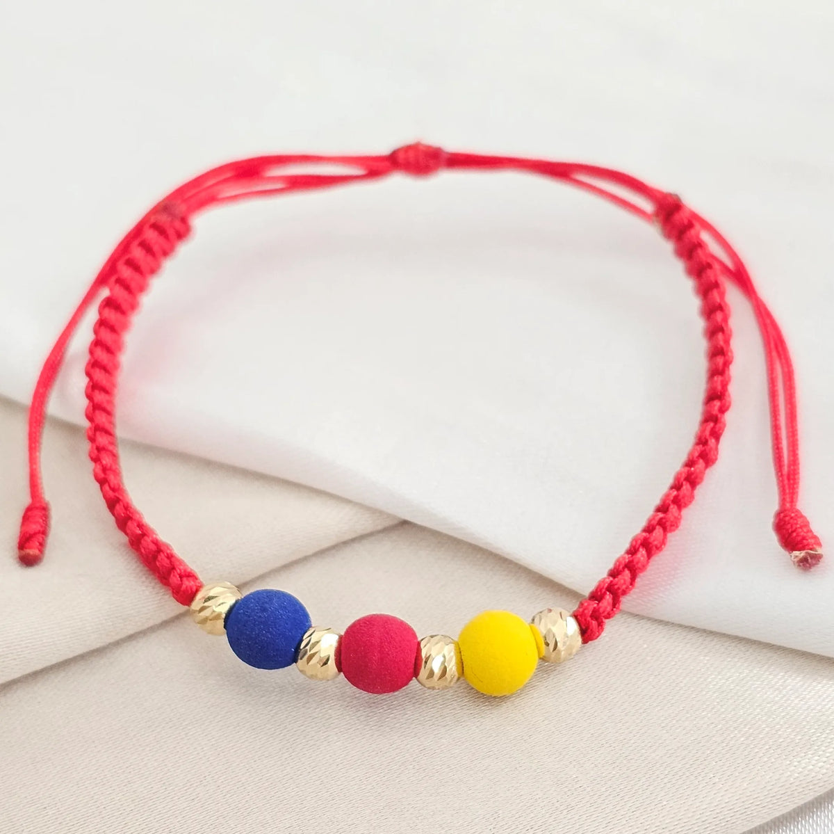 Pulsera Gold Seleccion Colombia Macrame Italy It #4 Roja