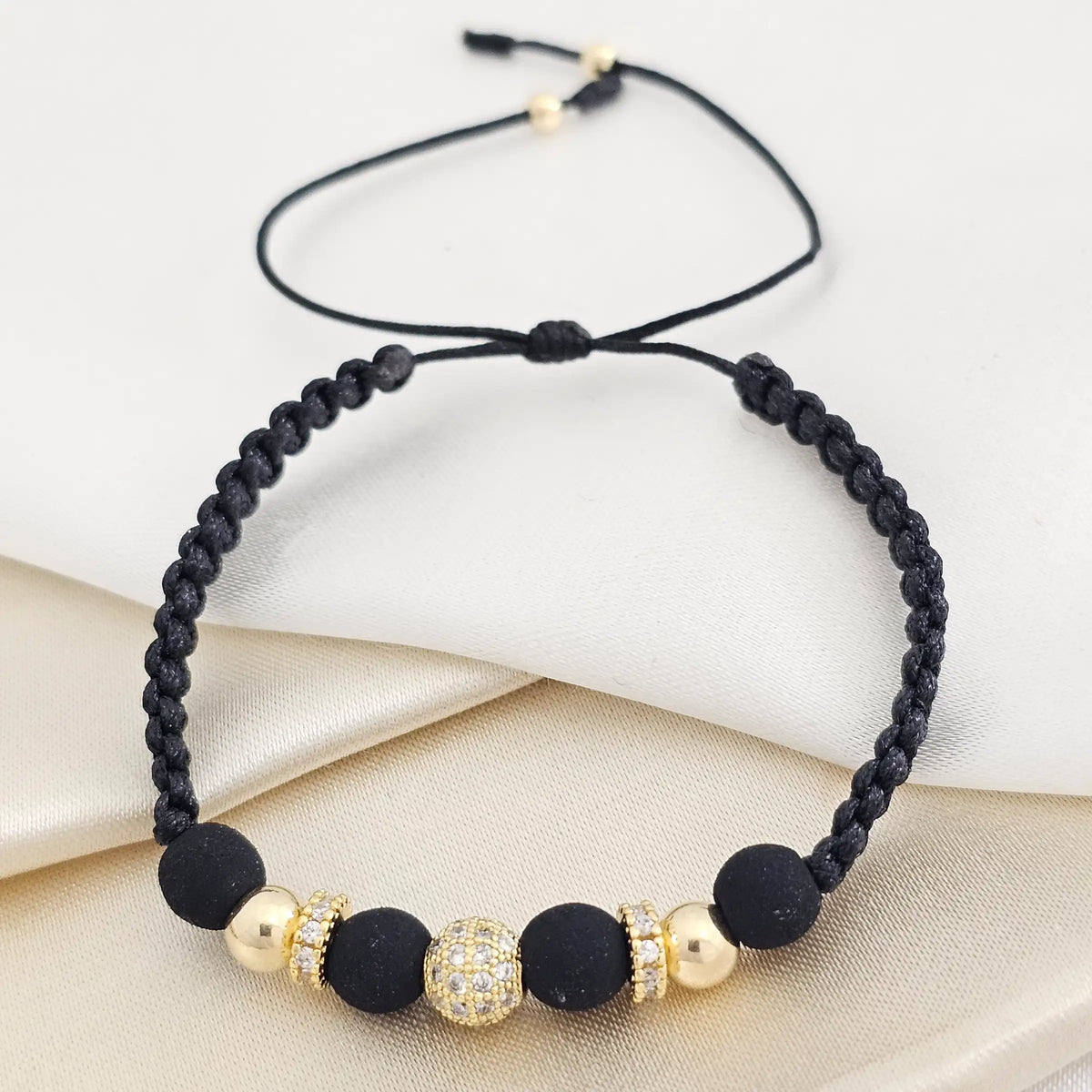 Pulsera H. Bola De Fuego - Circonias Cristal - #6 Negra