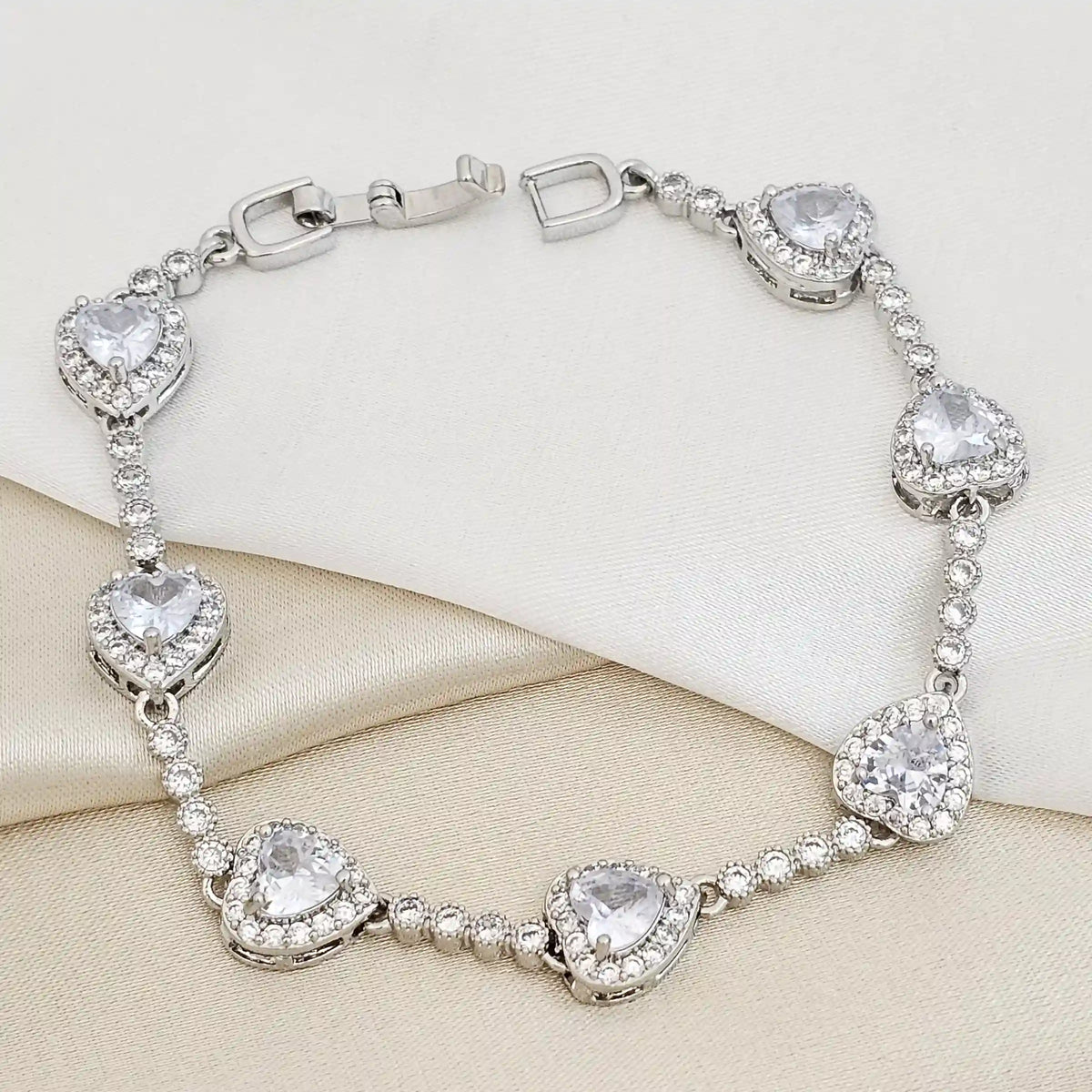 Pulseras Corazones Circones Rendondos Plateado Rf K7658