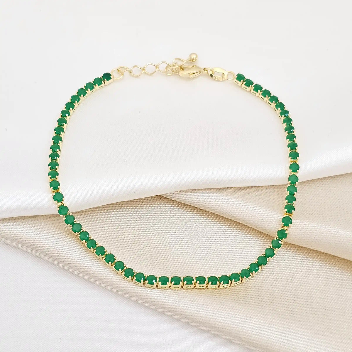 Tobillera Circonias Unisex 24.5Cm Lam 18K Rf B/54004-Verde