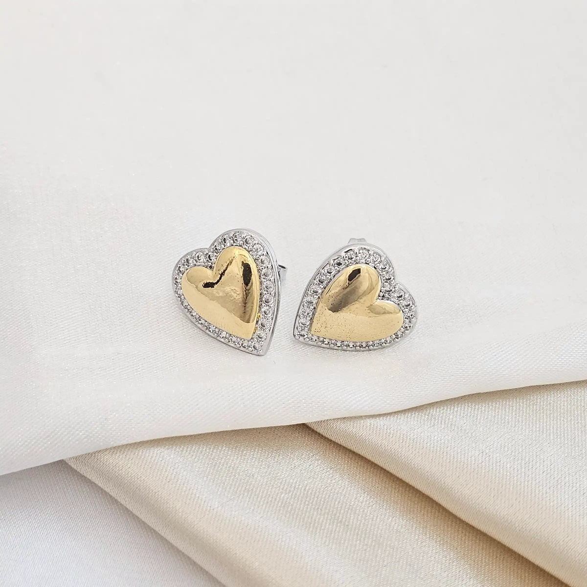 Topo Corazon Liso Dorado Y Plateado Con Circones Rf K4725