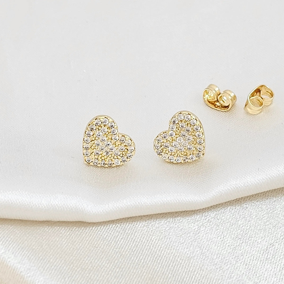Topo Corazon Pequeño Diamantado Circones Dorado Rf K4783