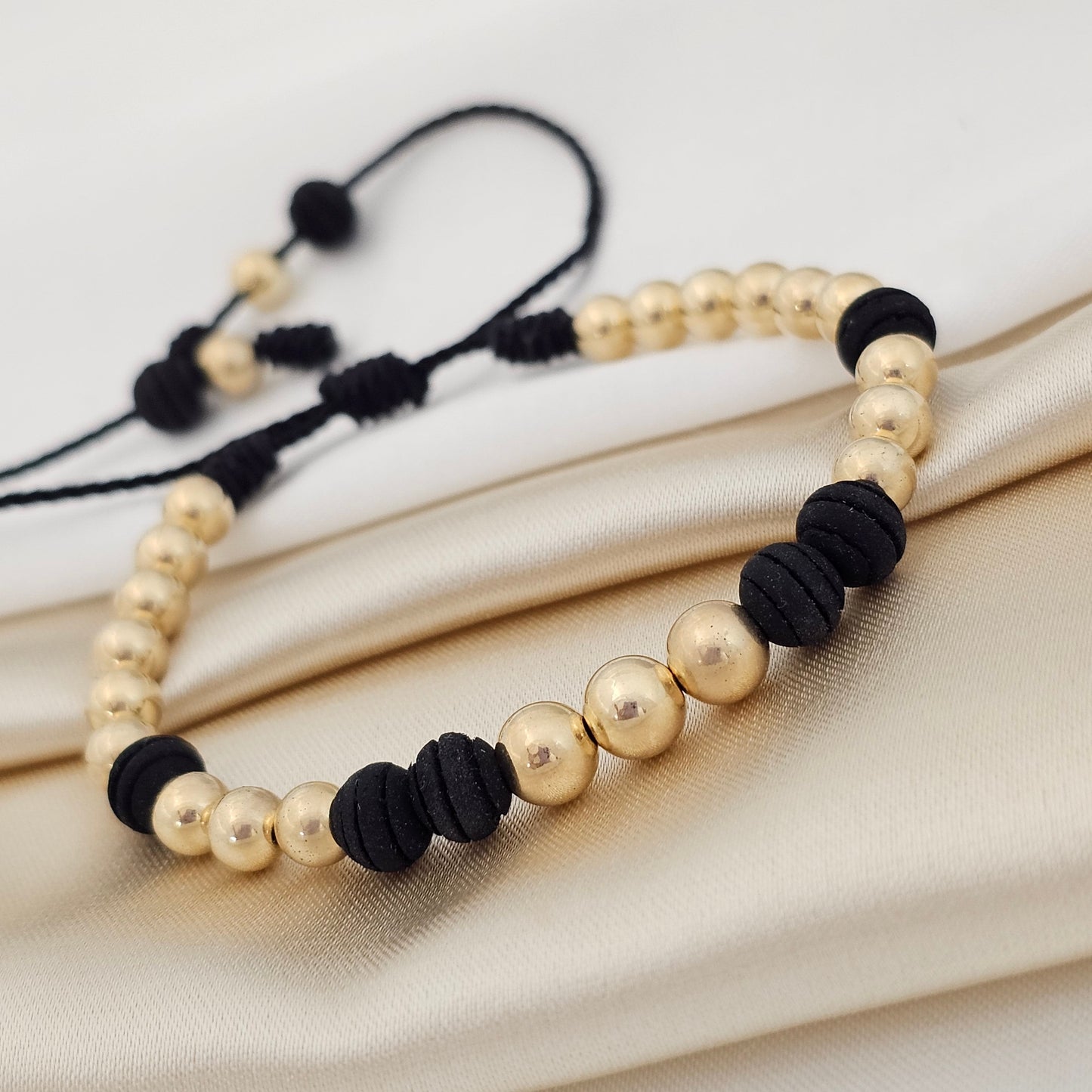 PULSERA GOLD NEOPRENO BALIN # 5 # 6 NEGRA