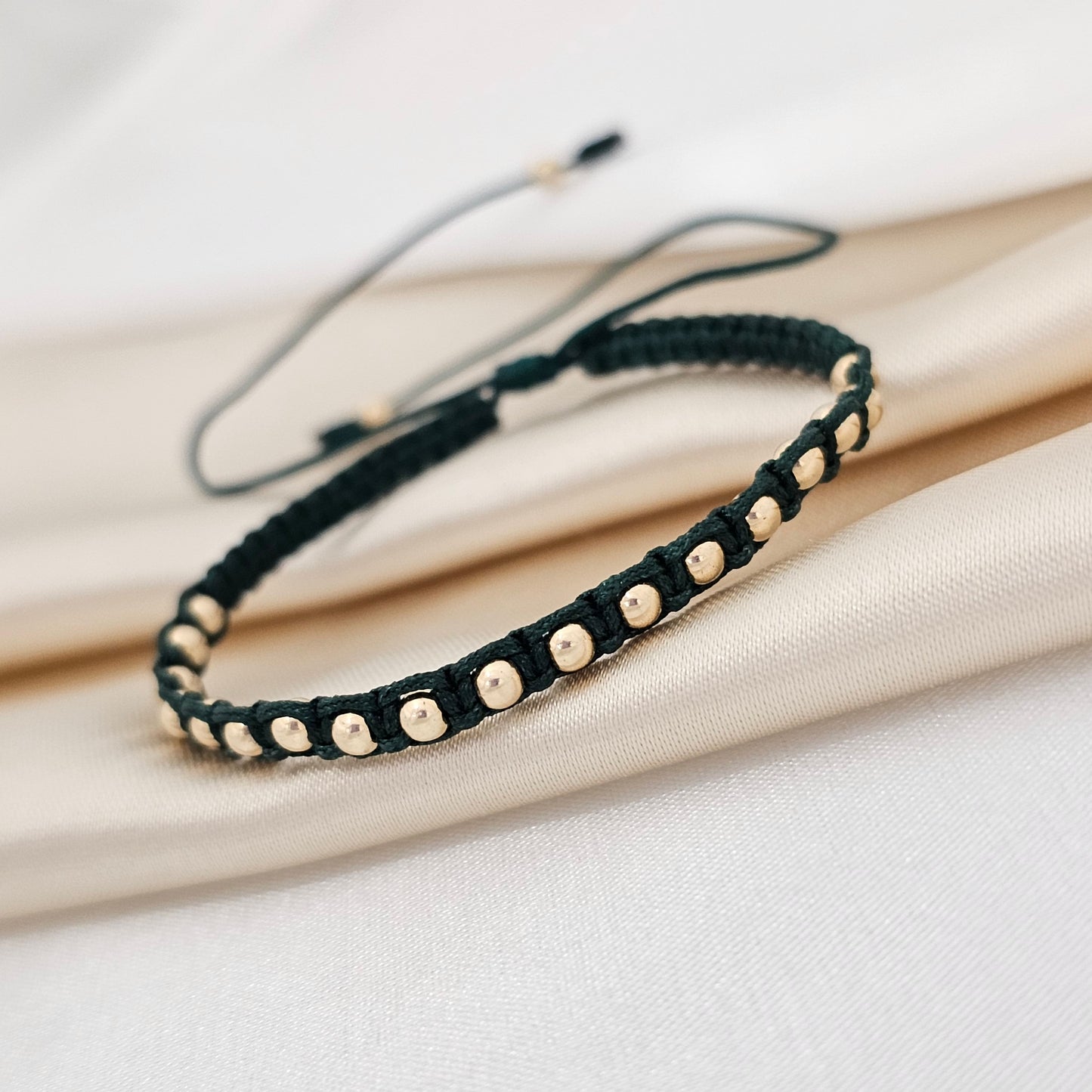 PULSERA GOLD MACRAME # 3 VERDE MILITAR