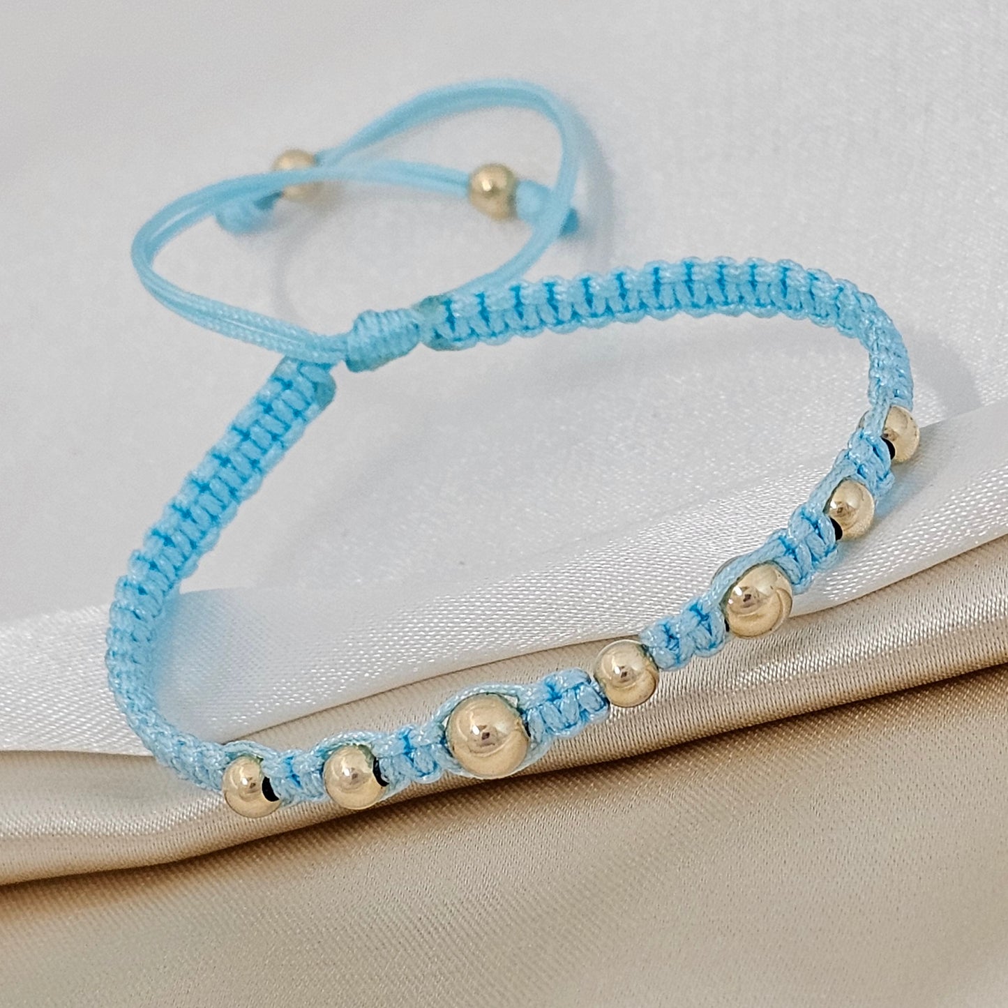 PULSERA GOLD MACRAME # 4 # 5 AZUL CLARO