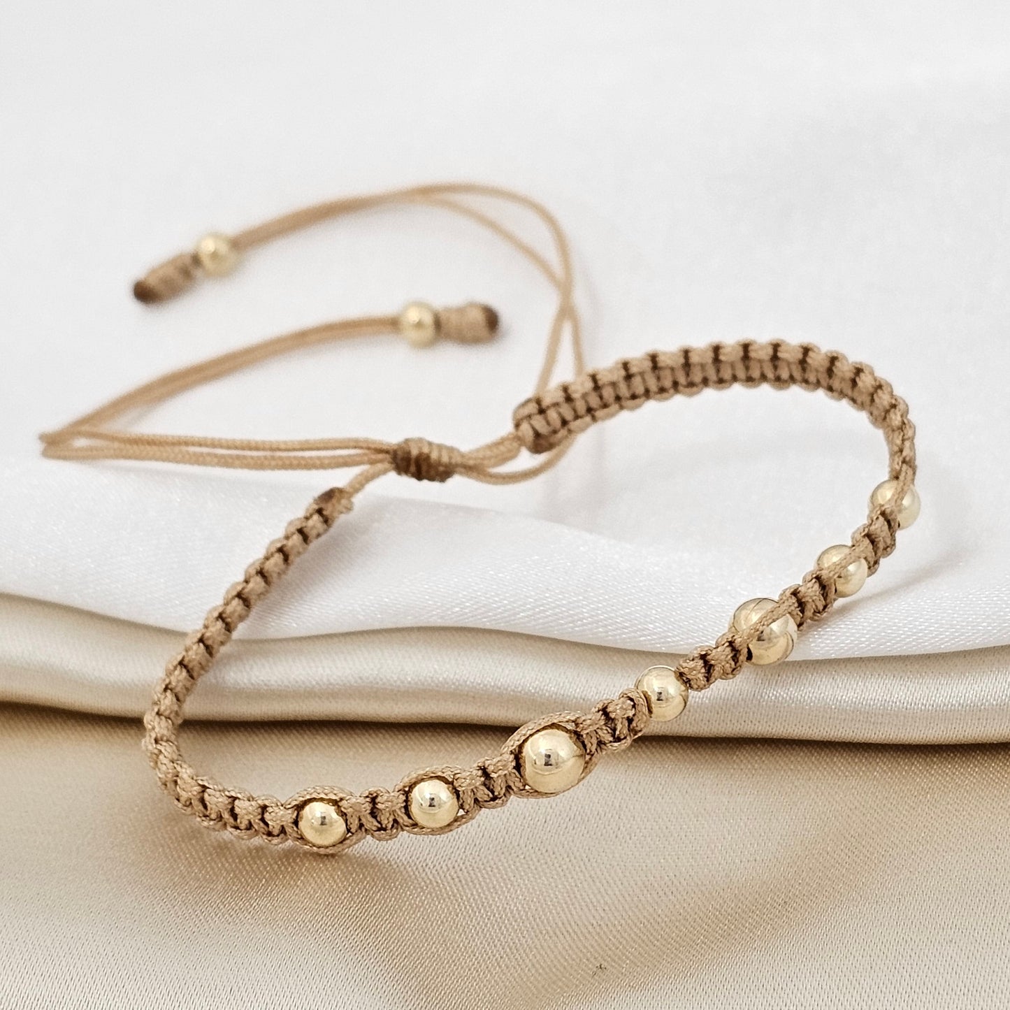 PULSERA GOLD MACRAME # 4 # 5 BEIGE