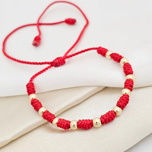 PULSERA GOLD DENARIO # 4 ROJO S/ PUNTAS