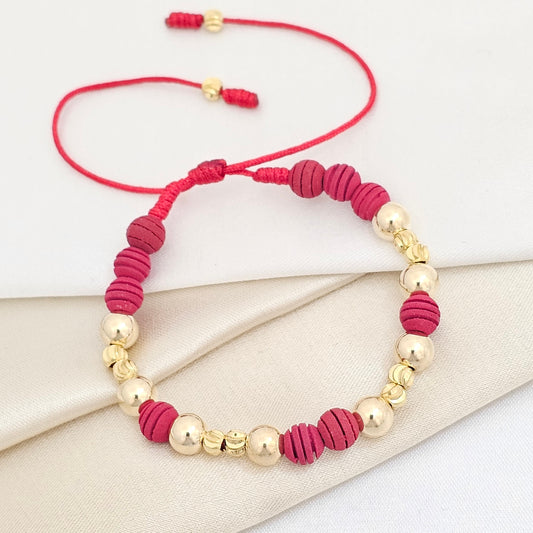 PULSERA GOLD NEOPRENO #6 LISO / B.ITALIANO #4 ROJA