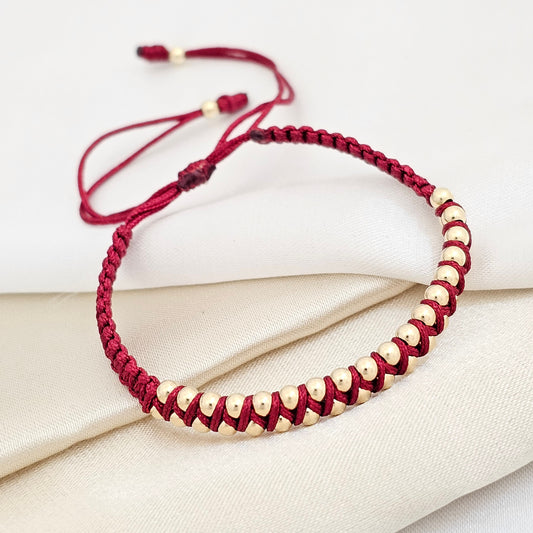 PULSERA GOLD # 3 MULTIBALIN VINO TINTO