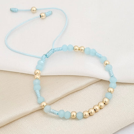 PULSERA GOLD PRECIOSA DORADA # 4 AZUL CLARO