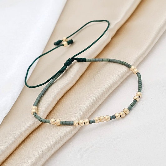 PULSERA GOLD # 3 MIYUKI VERDE 19 BALINES