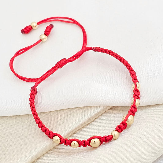 PULSERA GOLD MACRAME # 4 # 5 ROJA