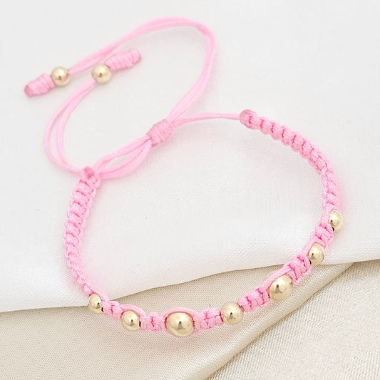 PULSERA GOLD MACRAME # 4 # 5 ROSADA