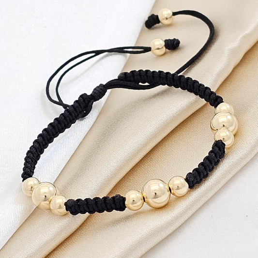 PULSERA GOLD  MACRAME # 7 # 5 NEGRA