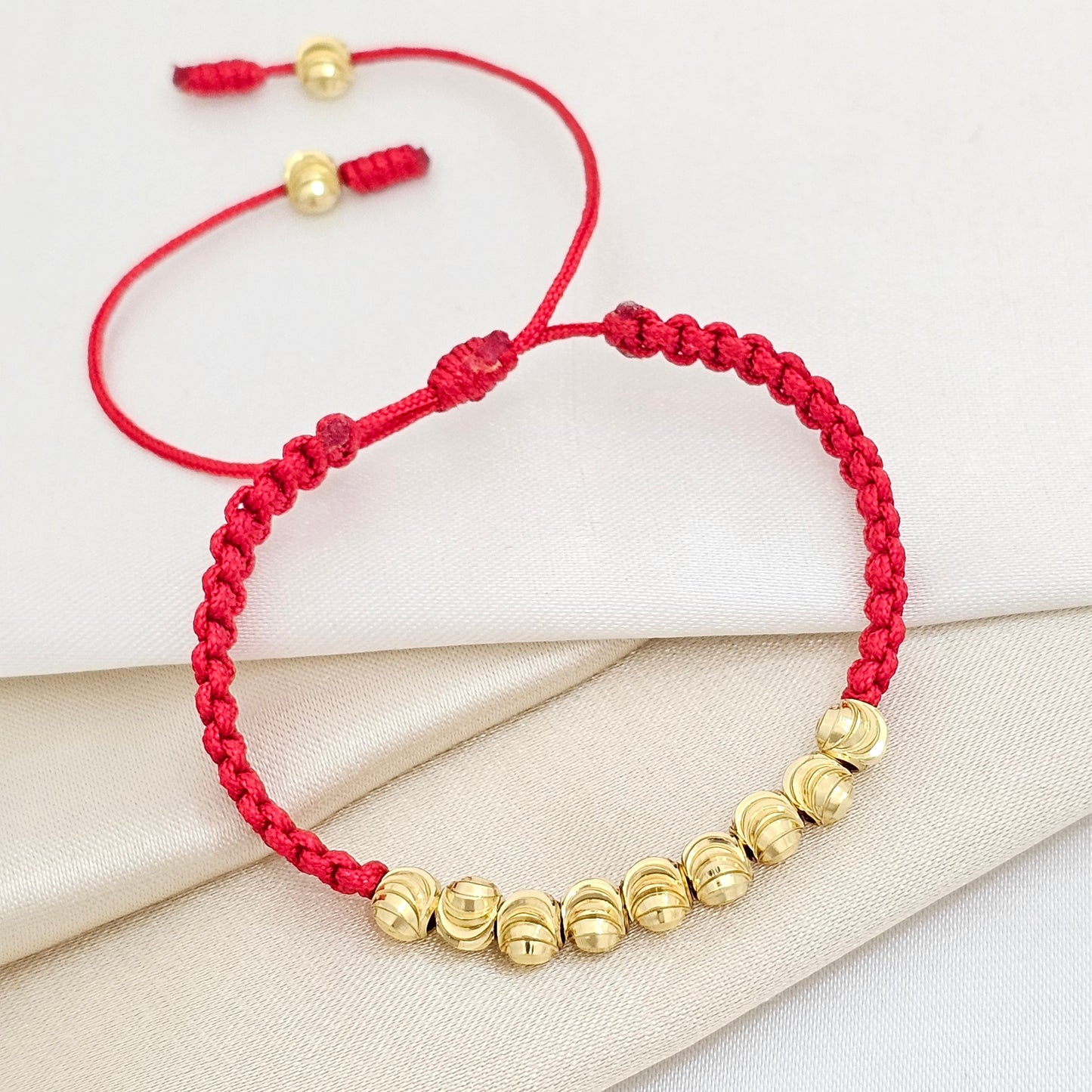 PULSERA GOLD MACRAME ITALIANO # 5 ROJA