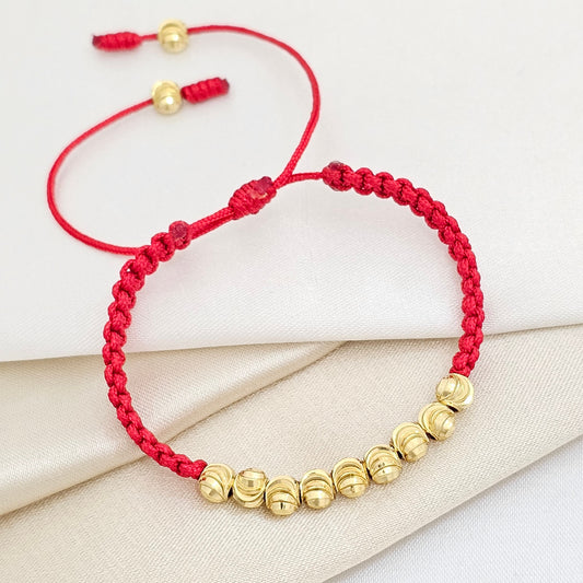 PULSERA GOLD MACRAME ITALIANO # 5 ROJA