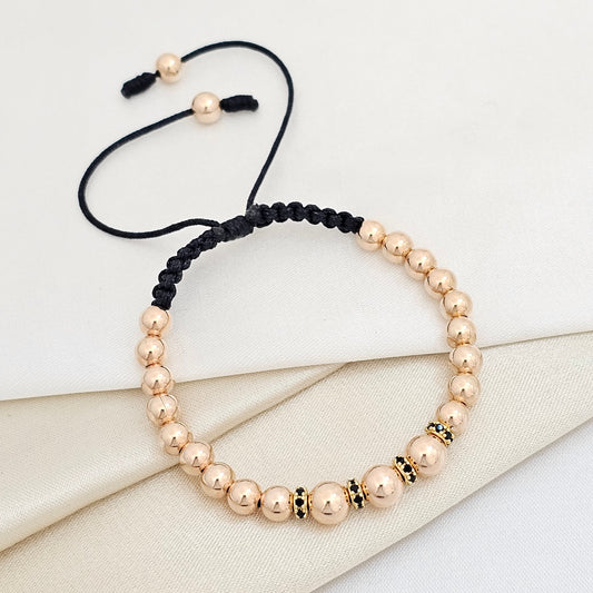 PULSERA GOLD ROSA # 5 , #6 CIRCONES NEGROS