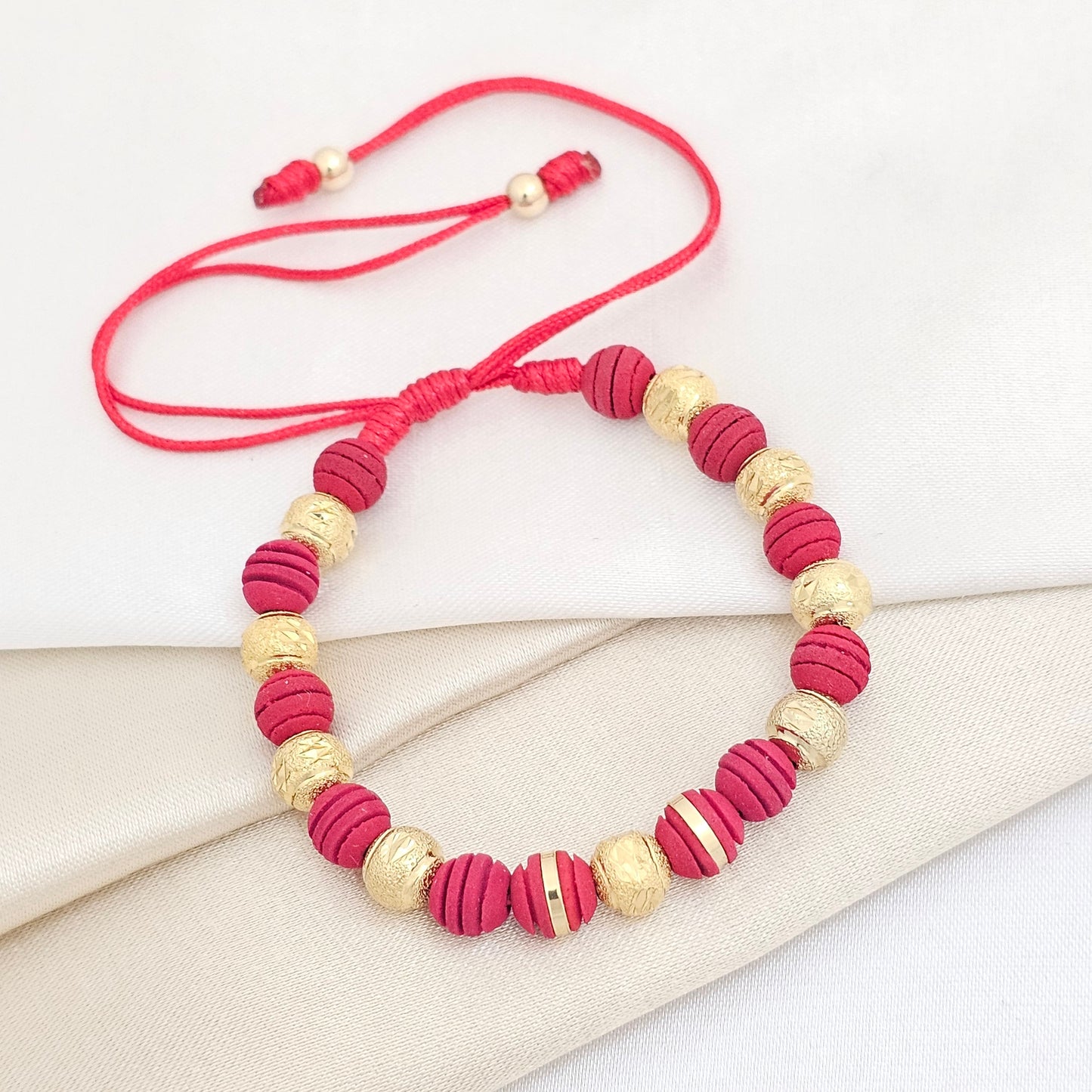 PULSERA GOLD DIAMANTADA # 6 NEOPRE ROJA