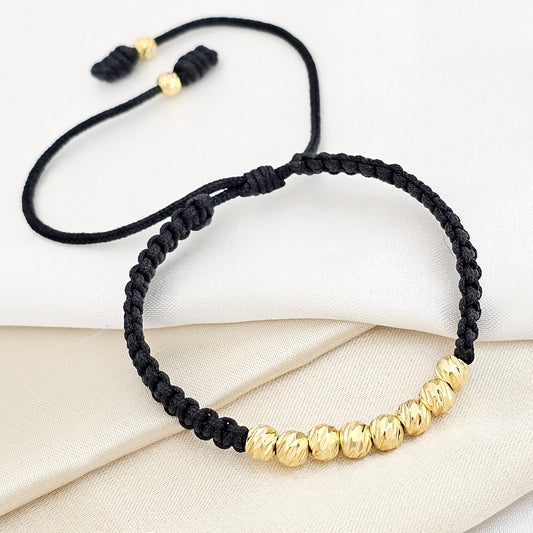PULSERA GOLD ITALY MACRAME # 4,5 NEGRA