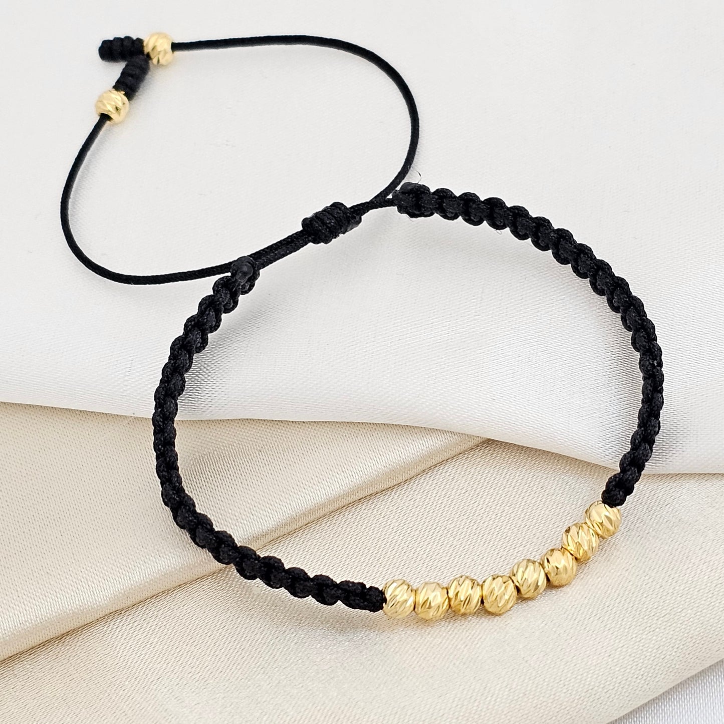 PULSERA GOLD ITALY MACRAME # 4 NEGRA