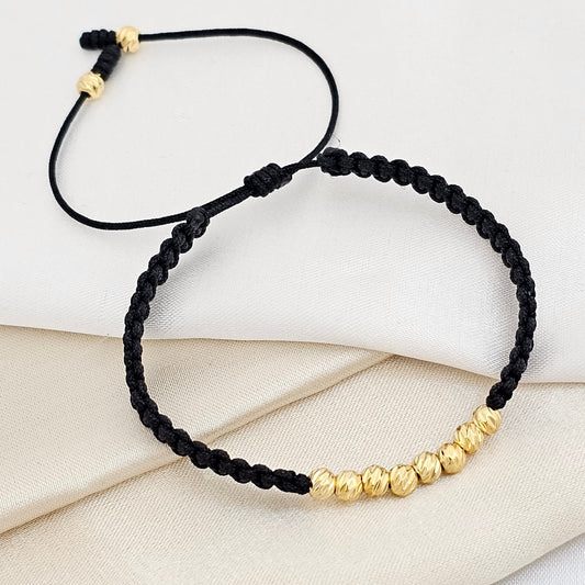 PULSERA GOLD ITALY MACRAME # 4 NEGRA