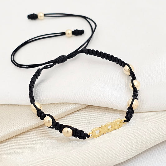 PULSERA GOLD HERRAJE DIOS # 5 NEGRA