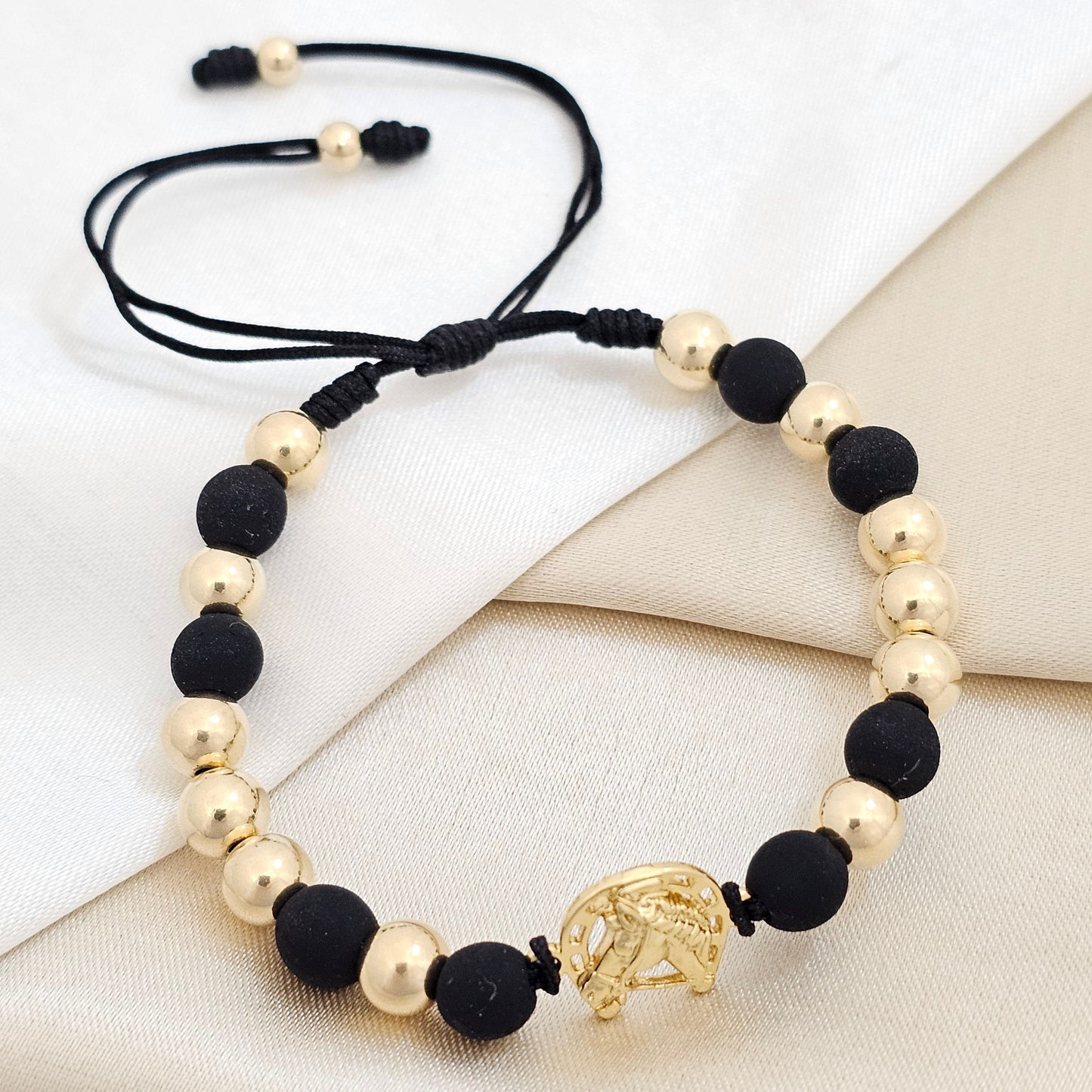 PULSERA GOLD HERRAJE FORTUNE # 6 NEGRA