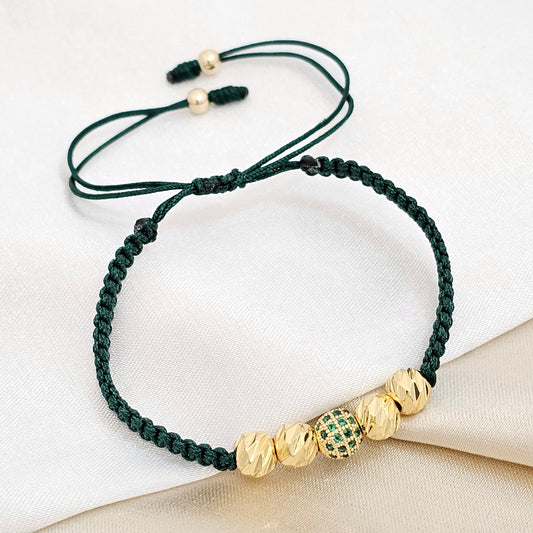 PULSERA GOLD ITALY # 6 HERRAJE B FUEGO VERDE