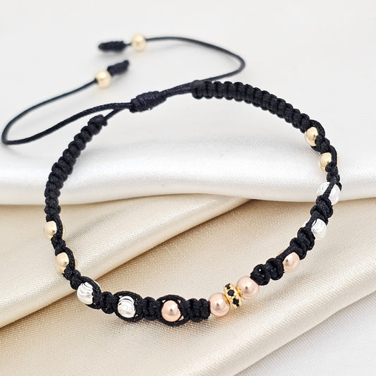 PULSERA GOLD BALINES SURTIDO # 4 CIRCONIA NEGRA