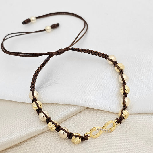 PULSERA GOLD ITALY # 5 DORADO # 5 HERRAJE INFINITO CAFE