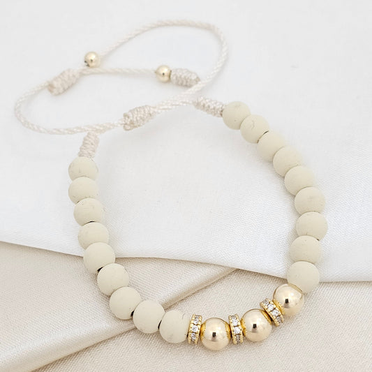 PULSERA GOLD # 6 CIRCONES CRISTAL BEIGE