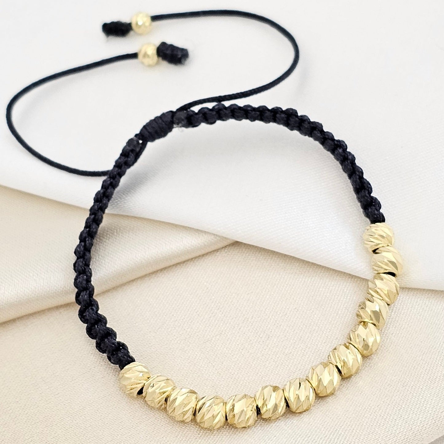 PULSERA GOLD MACRAME ITALY # 5 NEGRA