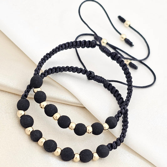 PULSERA GOLD DUO # 4 NEGRAS
