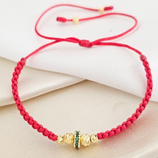 PULSERA GOLD ITALY # 3 # 4 CIRCONIA ROJA