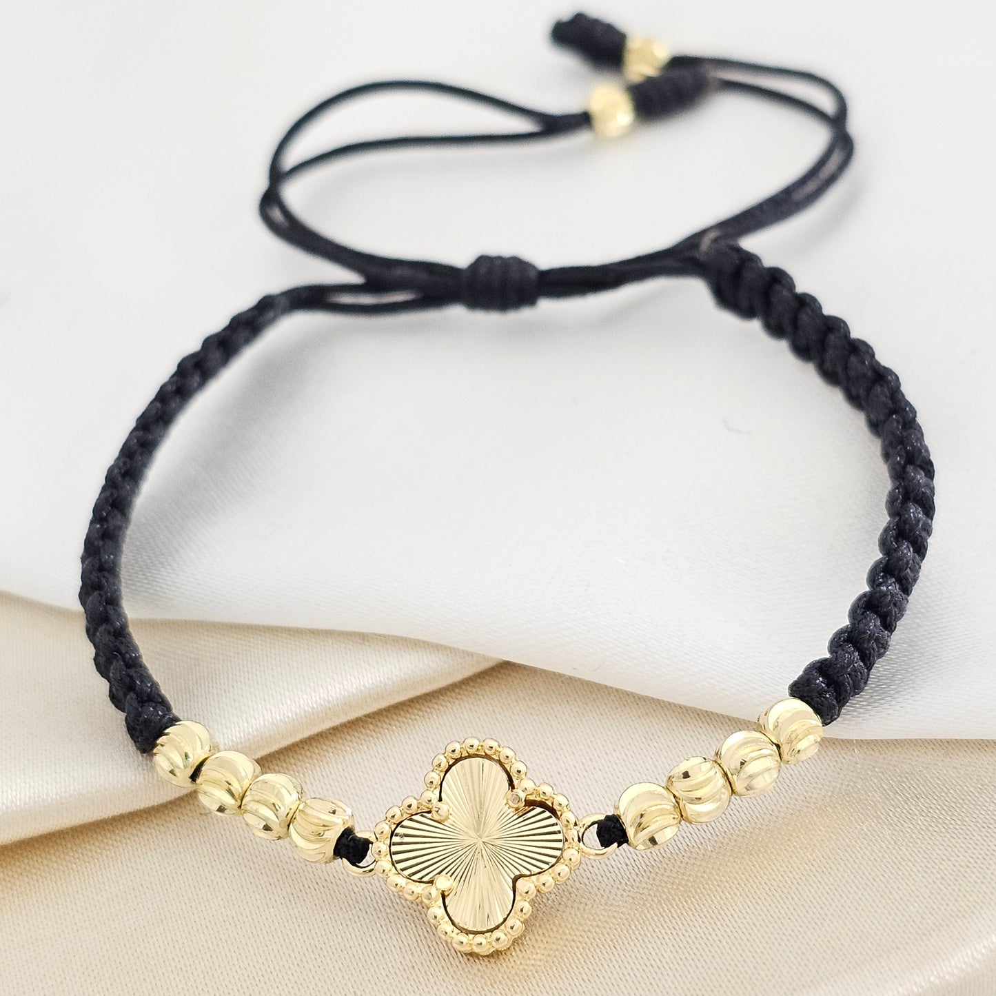 PULSERA GOLD H. CLOVER SOL - ITALY #4 NEGRA