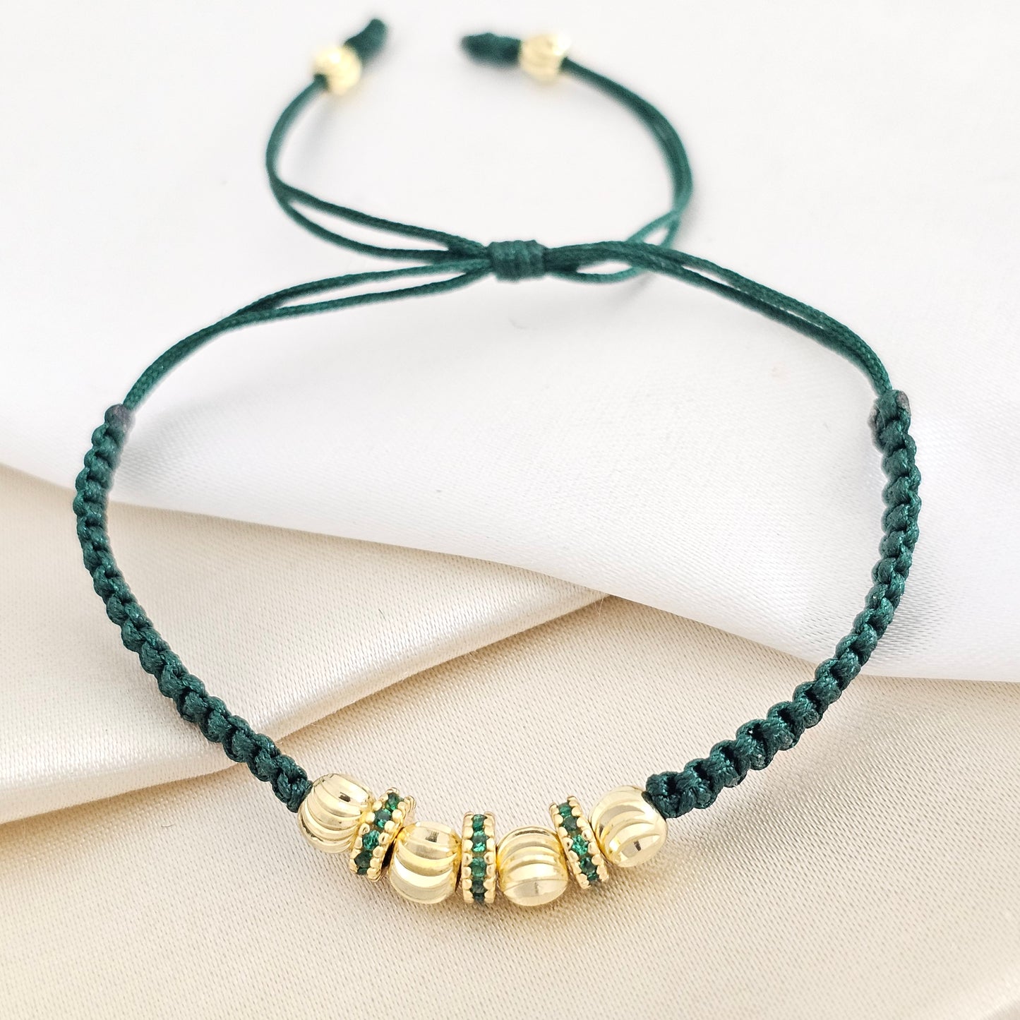 PULSERA GOLD H. RONDEL CIRCONIAS ITALIANO #5 VERDE