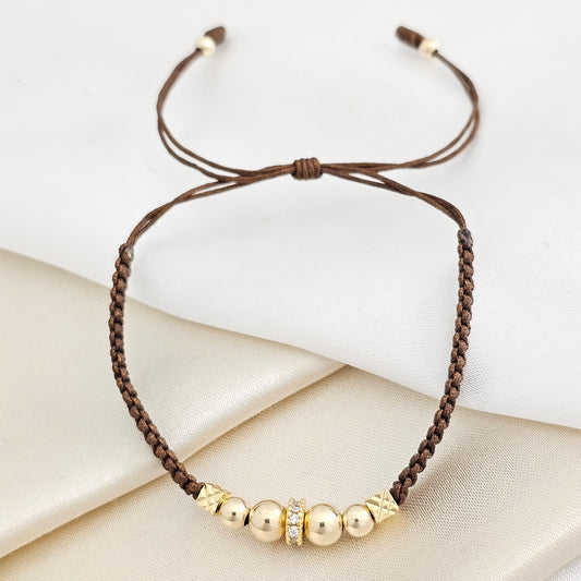 PULSERA GOLD CIERCONIA CRISTAL BALIN #5-4 CAFE