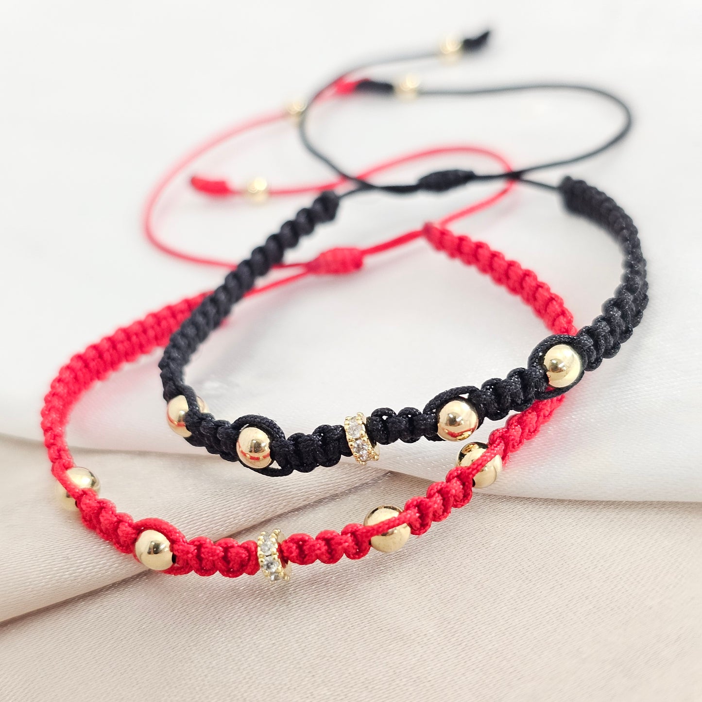 PULSERA GOLD # 3 ,4 DUO H CIRCON NEGRA Y ROJA
