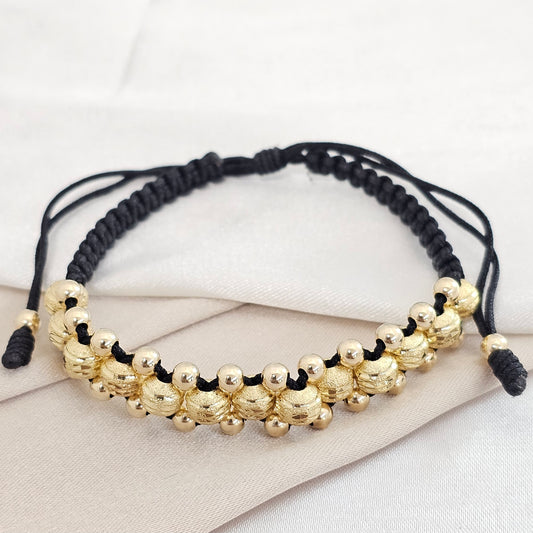 PULSERA GOLD TRENZADA # 6 # 4 NEGRA