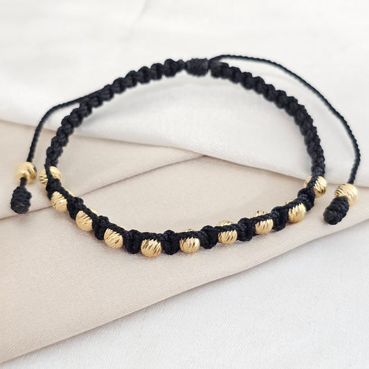 PULSERA GOLD MACRAME ITALY IT #5 -4 NEGRA