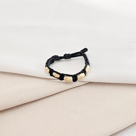 ANILLO GOLD BARRIL ITALY IT #3 NEGRO MACRAME