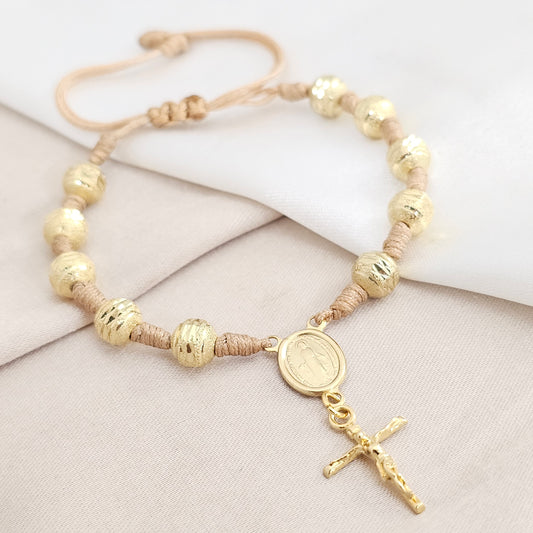 PULSERA GOLD DENARIO DIAMANTADO #6 BEIGE
