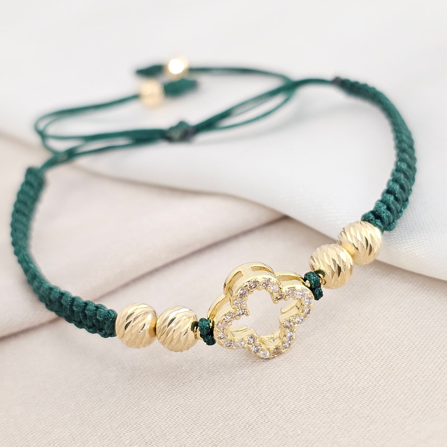 PULSERA GOLD HERRAJE CLOVER ITALY IT #5 - 4 VERDE
