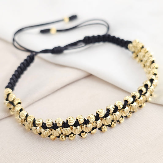 PULSERA GOLD TRES CARRILES ITALIANO # 4 - 3 NEGRO